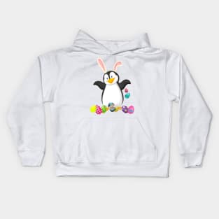 Penguin And Bunny Rabbit Hat Easter Eggs Happy Day Kids Hoodie